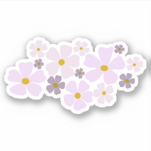 Sticker Graphisme de fleurs roses et violettes (Devant)