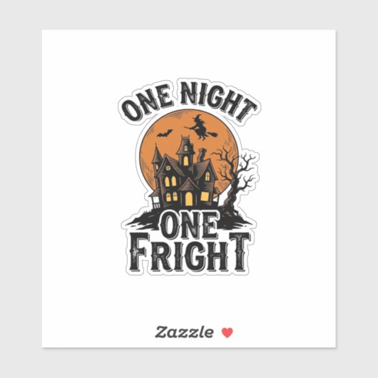 Sticker Graphisme de sorcière de lune de Halloween hanté v (Feuille)