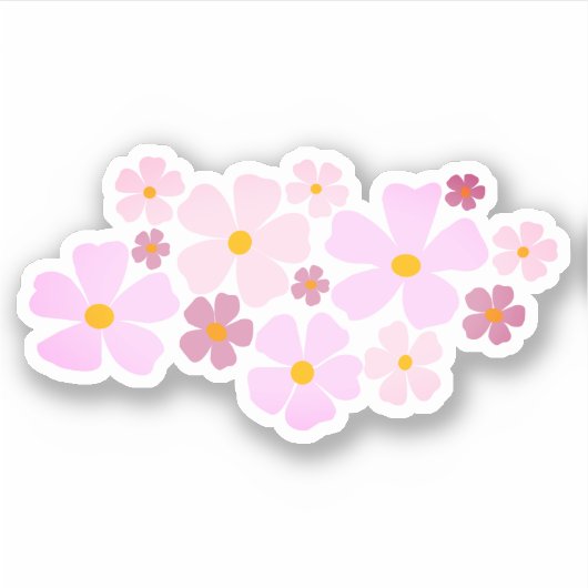 Sticker Graphisme des fleurs roses et magenta (Devant)