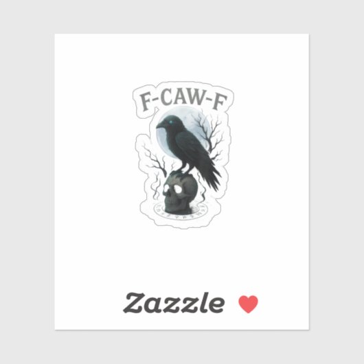 Sticker Graphisme Halloween crâne de corbeau corneille got (Feuille)