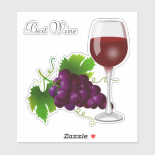 Sticker Grappe de raisin et verre de vin
