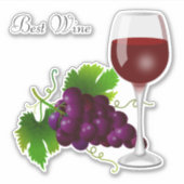 Sticker Grappe de raisin et verre de vin (Devant)