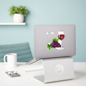 Sticker Grappe de raisin et verre de vin (Ordinateur portable sur le bureau)