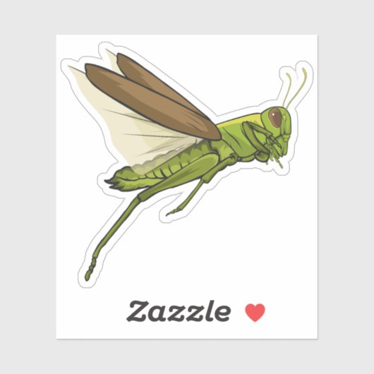 Sticker Grasshopper Vector Jumping Illustration (Feuille)
