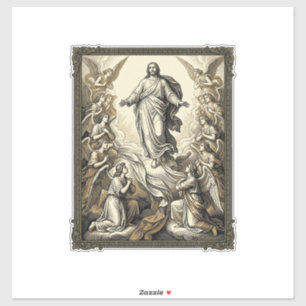 Sticker Gravure d'ange d'ascension vintage Vector Art_1