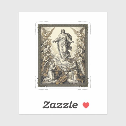 Sticker Gravure vectorielle d'ange de l'Ascension vintage_ (Feuille)