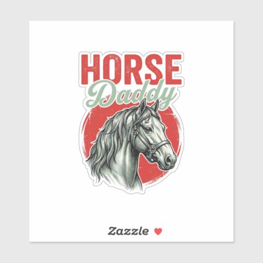 Sticker Gravure vintage de papa cheval (Feuille)