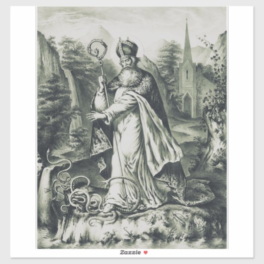 Sticker Gravure vintage de Saint Patrick bannissant les se (Feuille)