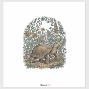 Sticker Gravure vintage tortue jardin botanique