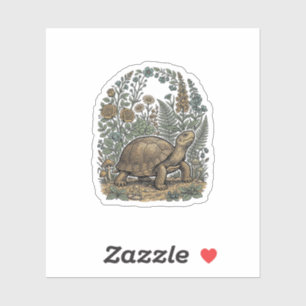 Sticker Gravure vintage tortue jardin botanique