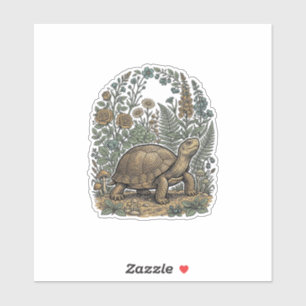 Sticker Gravure vintage tortue jardin botanique