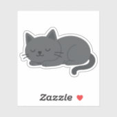 Sticker Gray Cat Sleeping Peacefully – Minimalist Cat Art (Feuille)