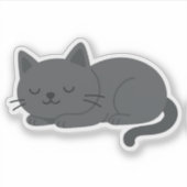 Sticker Gray Cat Sleeping Peacefully – Minimalist Cat Art (Devant)