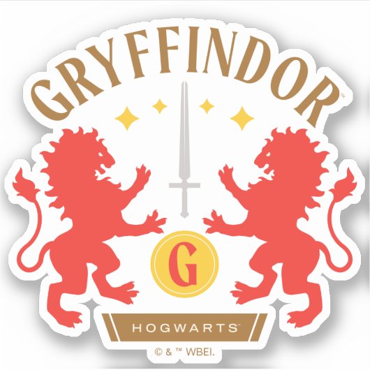 Sticker GRAYFFINDOR™ Maison double Lion épée graphique (Devant)