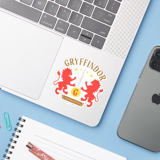 Sticker GRAYFFINDOR™ Maison double Lion épée graphique (Ordinateur portable avec iPhone)