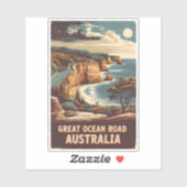 Sticker Great Ocean Road Australie Illustration Art Voyage (Feuille)
