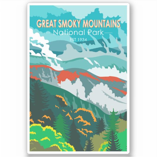 Sticker Great Smoky Mountains National Park Retro (Devant)