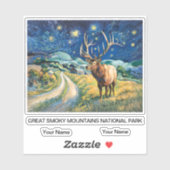 Sticker Great Smoky Mountains Wildlife Elk Retro Van Gogh (Feuille)