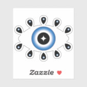 Sticker Grec Mal Oeil Bleu Noir Blanc (Feuille)