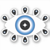 Sticker Grec Mal Oeil Bleu Noir Blanc (Devant)