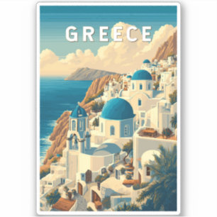 Sticker Grèce Illustration Voyage Art Vintage