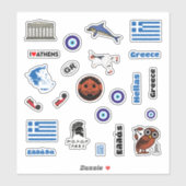 Sticker Grèce Souvenirs Icons Assortiment (Feuille)