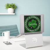 Sticker green/black shamrock St Patrick's Day Irish Pride (Ordinateur portable sur le bureau)