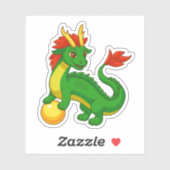 Sticker Green Chinese Dragon (Feuille)