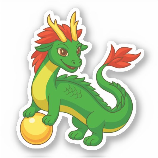 Sticker Green Chinese Dragon (Devant)