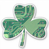 Sticker Green Circuit Board St Patrick Day Shamrock (Devant)