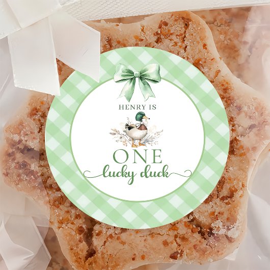 Sticker Green En vichy One Lucky Duck 1er Annivers
