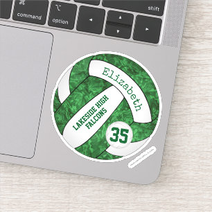 Sticker green girls volleball w nom de l'équipe scolaire