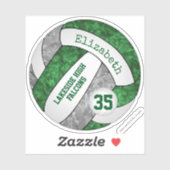 Sticker green grey girls volleyball avec nom de la mascott (Feuille)