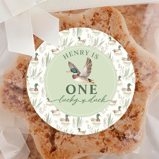 Sticker Green One Lucky Duck 1er anniversaire