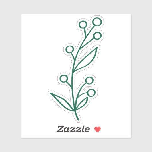 Sticker Green Outline Berry Custom Cut  (Feuille)