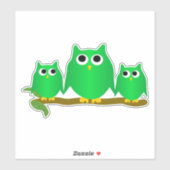 Sticker Green Owls Design (Feuille)