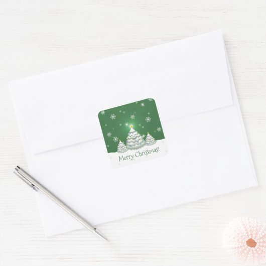 Sticker Green Snowy Christmas Tree (Enveloppe)