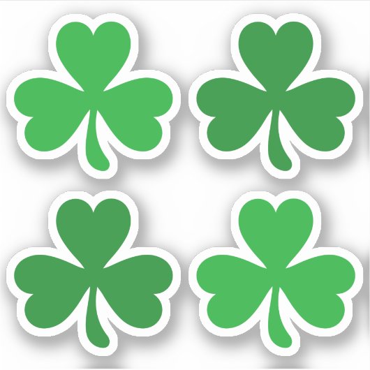 Sticker Green trois feuilles de trèfle shamrock St Patrick (Devant)