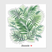 Sticker Green Tropical Palm & Monstera Feuille (Feuille)