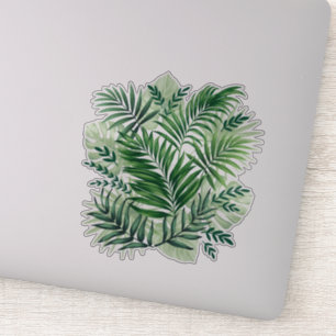 Sticker Green Tropical Palm & Monstera Feuille