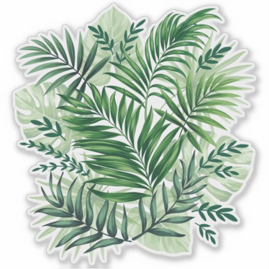 Sticker Green Tropical Palm & Monstera Feuille (Devant)