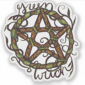 Sticker Green Witch Earth Pentacle Art (Devant)