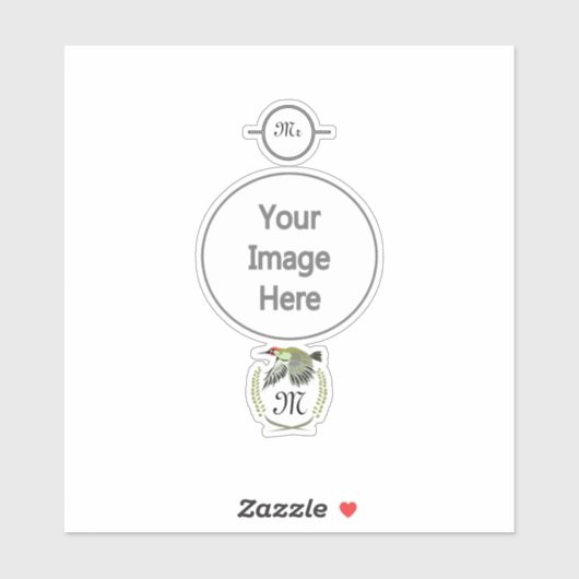 Sticker Green woodpecker à Flight monogram (Feuille)