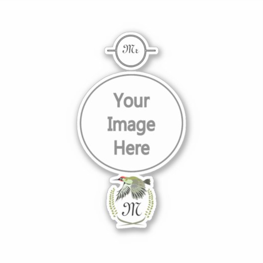 Sticker Green woodpecker à Flight monogram (Devant)