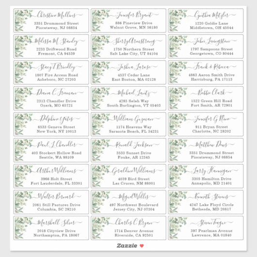 Sticker Greenery Eucalyptus Script Mariage Adresse d'hôte (Feuille)
