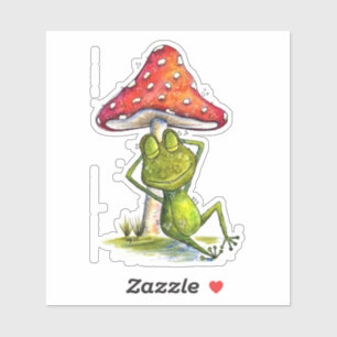 Sticker Grenouille à couchage lunaire sous un champignon