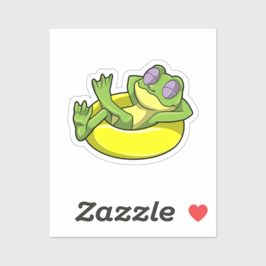 Sticker Grenouille à la natation avec anneau de natation (Feuille)