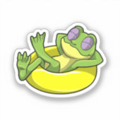 Sticker Grenouille à la natation avec anneau de natation (Recto)