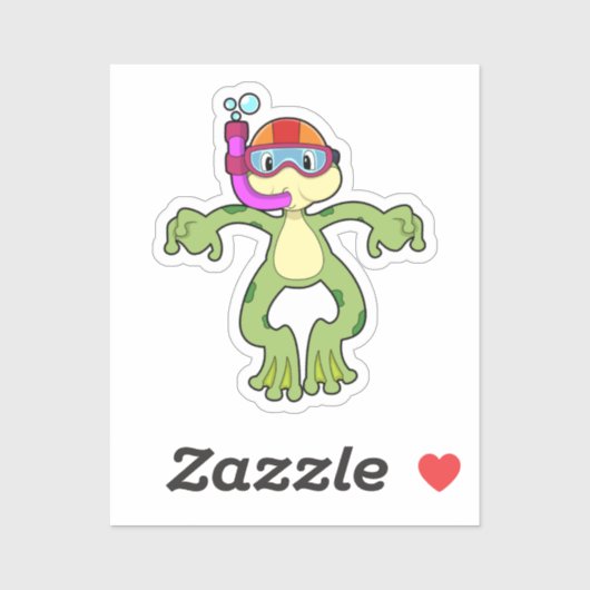 Sticker Grenouille à la plongée avec tuba (Feuille)