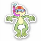Sticker Grenouille à la plongée avec tuba (Recto)